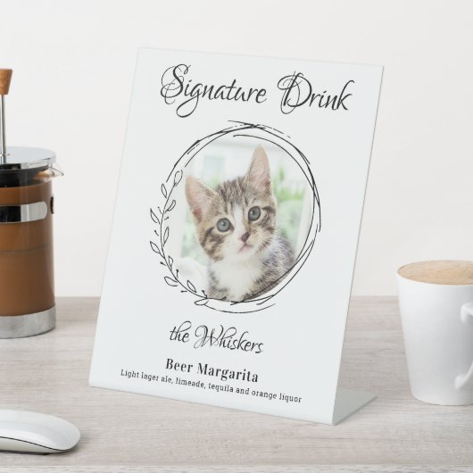 猫の結婚シグネチャードリンクペット写真バー 台座サイン (インサイチュ)