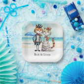 猫の結婚ビーチ結婚式 ペーパープレート (パーティー)