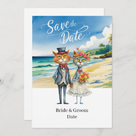 猫の結婚ビーチ結婚式 招待状