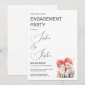 猫の結婚式と婚約のミニマリズム 招待状 (正面/裏面)