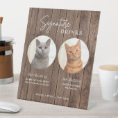 猫の結婚式のシグネチャードリンク カクテルバー 木製 台座サイン (インサイチュ)