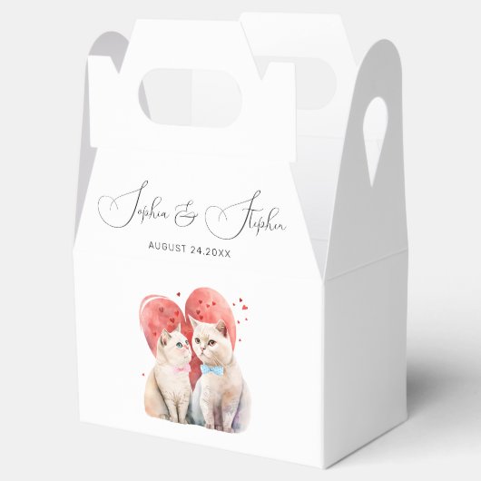 猫の結婚式をテーマにしたミニマリズム フェイバーボックス (オープン)