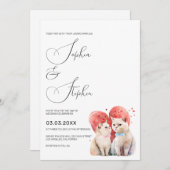 猫の結婚式を飾るミニマリズム 招待状 (正面/裏面)