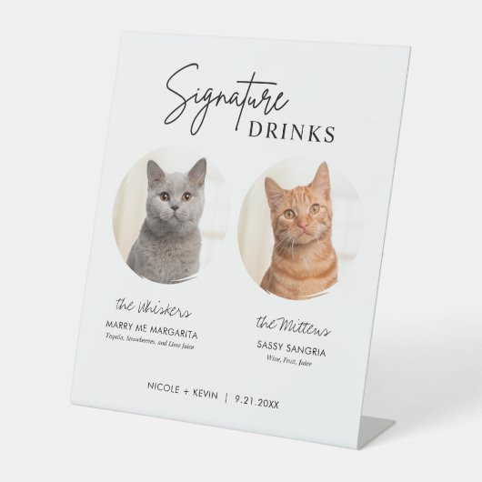 猫の結婚式シグネチャードリンクカクテルバーペデスタル 台座サイン (正面)