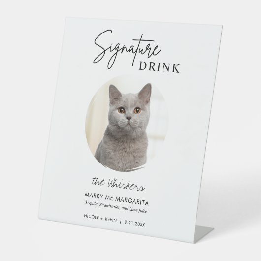 猫の結婚式シグネチャードリンクカクテルバー 台座サイン (正面)