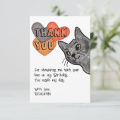 猫の絵の子供の誕生日パーティーお礼カード サンキューカード (スタンド正面)