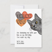 猫の絵の子供の誕生日パーティー感謝カード サンキューカード (正面)