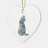 猫の絵画シルエット・クリスマスアート セラミックオーナメント (左)