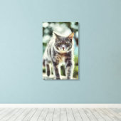 猫の絵画 キャンバスプリント (インサイチュ (ウッドフロア))