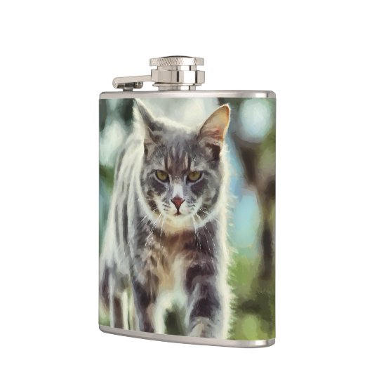 猫の絵画 フラスク (左)