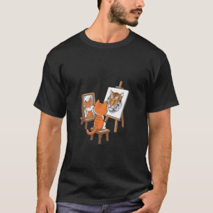 猫の絵画 ライオン アーティスティック アニマルズラバー グラフィック N Tシャツ
