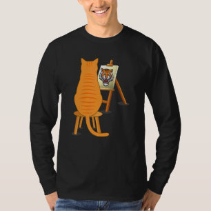 猫の絵画 ライオン アートな動物 グラフィックアート Tシャツ