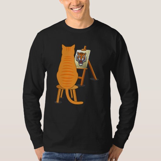 猫の絵画 ライオン アートな動物 グラフィックアート Tシャツ (正面)
