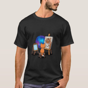 猫の絵画 ライオン アート好き 動物好き グラフィック N Tシャツ