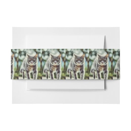 猫の絵画 招待状ベリーバンド (正面例)