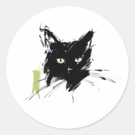 猫の絵 ラウンドシール
