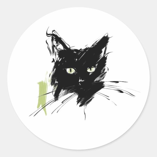 猫の絵 ラウンドシール (正面)