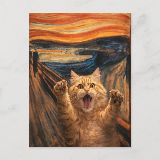 猫の絶叫パロディーアート ポストカード (正面)