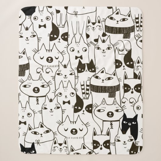 猫の継おもしろいぎ目のない模様。  シェルパブランケット (正面)
