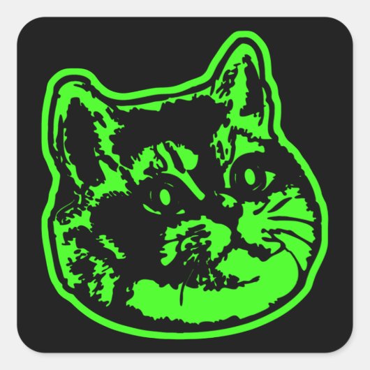 猫の緑の愛の呼吸が激しくなる スクエアシール (正面)