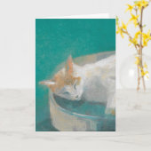 猫の緑 カード (黄色い花)