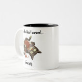 猫の編み物コーヒーマグ 編み物好きへのプレゼント ツートーンマグカップ (正面左)