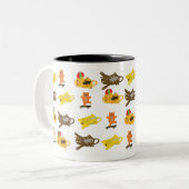 猫の繰り返し漫画 ツートーンマグカップ (正面左)