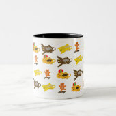 猫の繰り返し漫画 ツートーンマグカップ (中央)