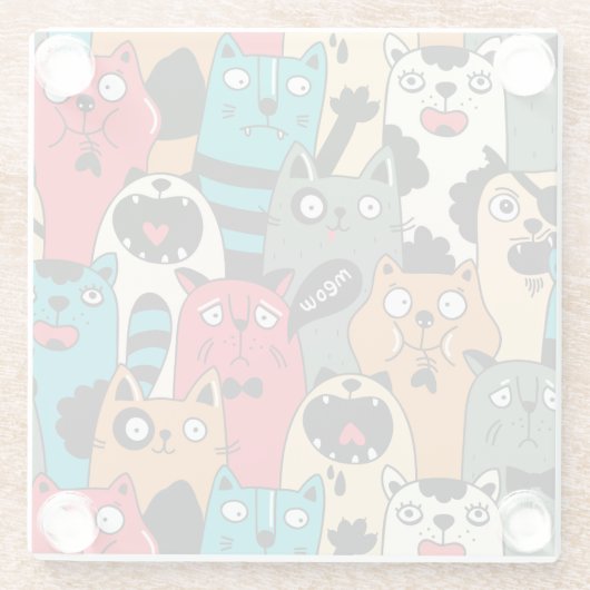 猫の群れ ガラスコースター (裏面)