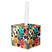 猫の群れ キューブオーナメント (正面アングル)