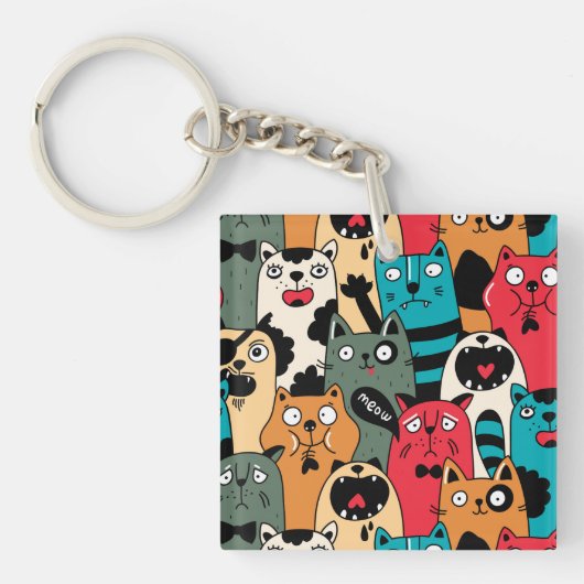 猫の群れ キーホルダー (正面)