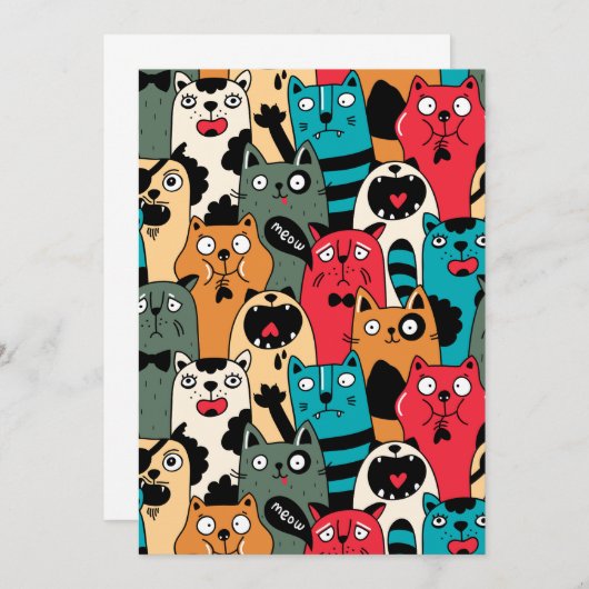 猫の群れ サンキューカード (正面/裏面)