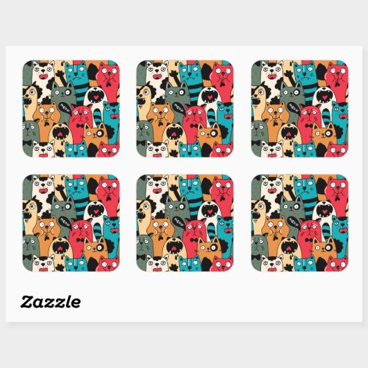 猫の群れ スクエアシール (シート)