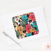 猫の群れ スクエアシール (封筒)