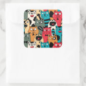 猫の群れ スクエアシール (バッグ)