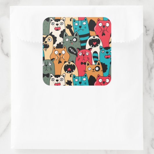 猫の群れ スクエアシール (バッグ)