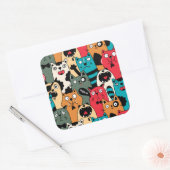 猫の群れ スクエアシール (封筒)