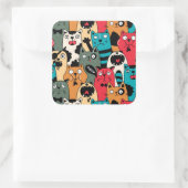 猫の群れ スクエアシール (バッグ)