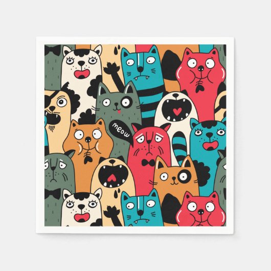 猫の群れ スタンダードカクテルナプキン (正面)