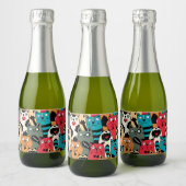 猫の群れ スパークリングワインラベル (ボトル)