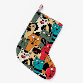 猫の群れ スモールクリスマスストッキング (正面 (吊り時))