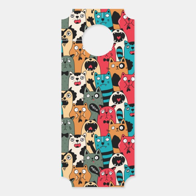 猫の群れ ドアノブサイン (正面)