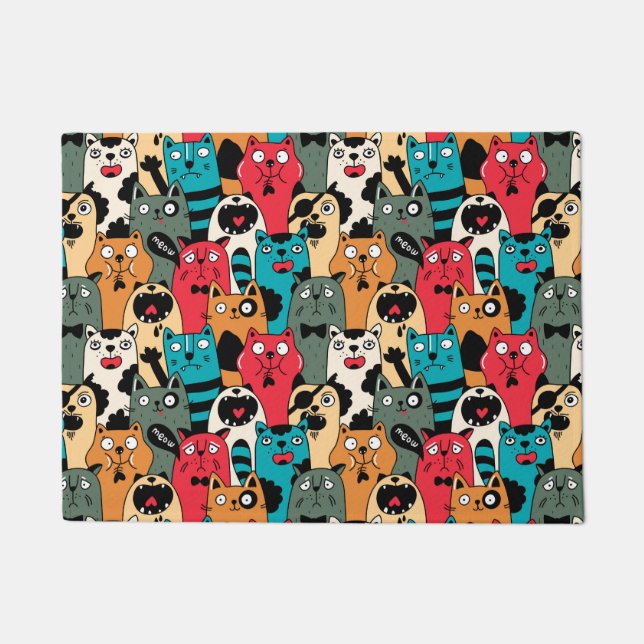 猫の群れ ドアマット (正面)