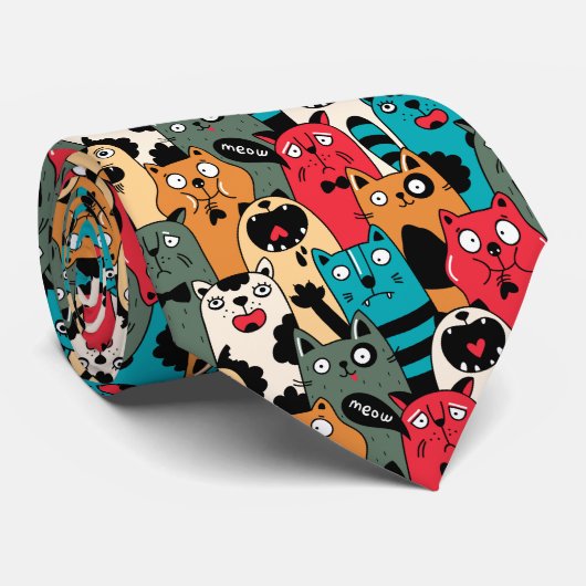 猫の群れ ネクタイ (ロール)