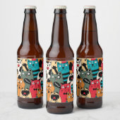 猫の群れ ビールラベル (ボトル)
