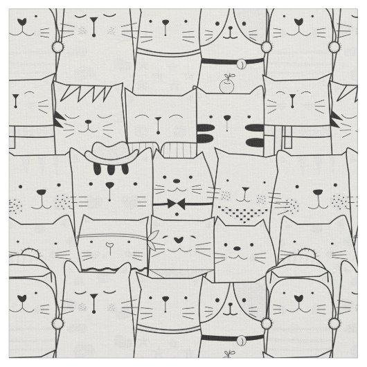 猫の群れ ファブリック (クローズアップ)