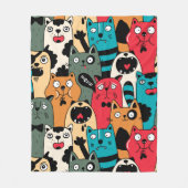 猫の群れ フリースブランケット (正面)