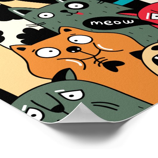 猫の群れ ポスター (角)