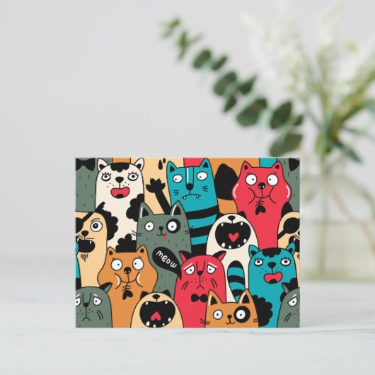 猫の群れ ポストカード (スタンド正面)