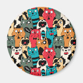 猫の群れ マグネット (正面)